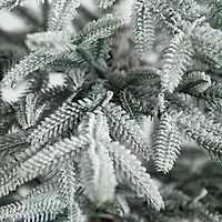 Nearly Natural Pre-Lit Artificial Flocked Woodland Fir  With 200 Warm White Led Lights 7 Foot Pre-Lit Flocked Fir Christmas Tree