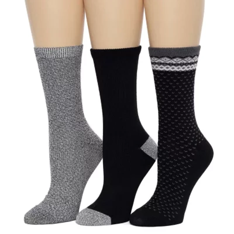 Cuddl Duds Midweight Womens 3 Pair Crew Socks