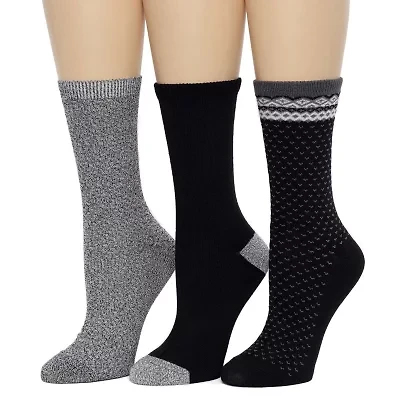 Cuddl Duds Midweight Womens 3 Pair Crew Socks