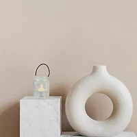 18'' Clear Glass Pillar Candle Lantern with White Metal Frame