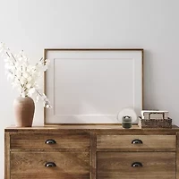 9.75'' Transparent Glass Pillar Candle Holder with Wooden Base