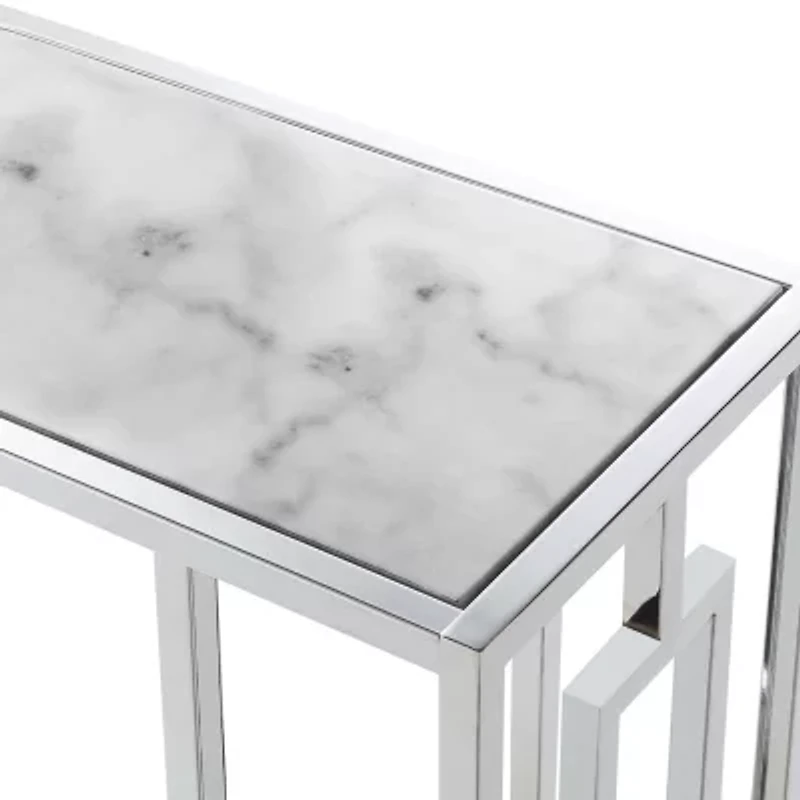 Town Square Chrome Faux Marble C End Table
