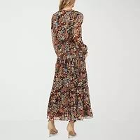 MSK Womens Long Sleeve Floral Maxi Dress