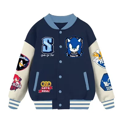 Little & Big Kid Boys Sonic the Hedgehog Fleece Lightweight Varsity Jacket