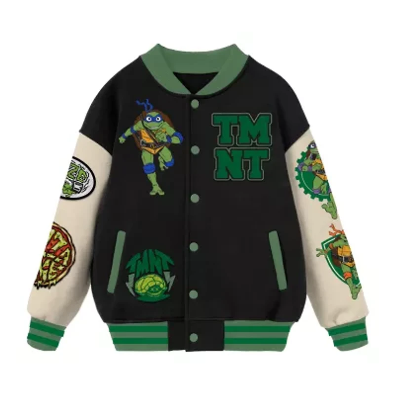 Little & Big Kid Boys Teenage Mutant Ninja Turtles Fleece Lightweight Varsity Jacket