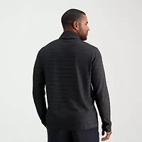 Haggar Mens Mock Neck Long Sleeve Quarter-Zip Pullover