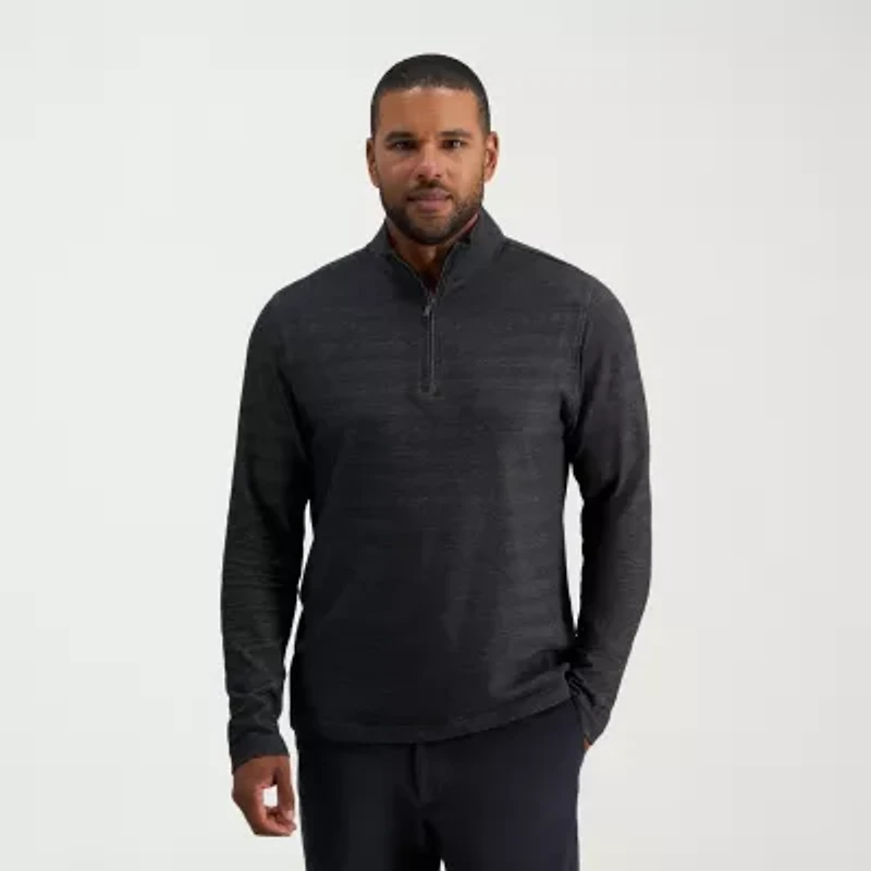 Haggar Mens Mock Neck Long Sleeve Quarter-Zip Pullover