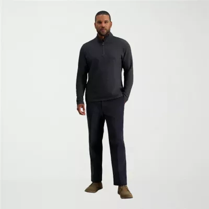 Haggar Mens Mock Neck Long Sleeve Quarter-Zip Pullover