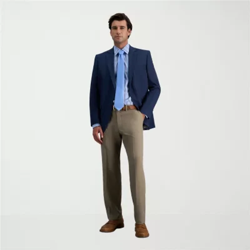 Haggar Premium Comfort Melange Broken Twill Mens Straight Fit Flat Front Pant
