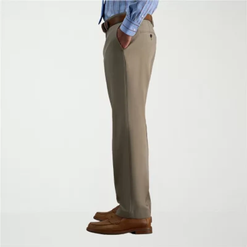 Haggar Premium Comfort Melange Broken Twill Mens Straight Fit Flat Front Pant