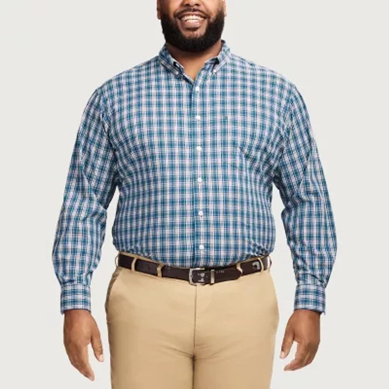 IZOD Performance Comfort Mens Long Sleeve Classic Fit Big and Tall Button-Down Shirt