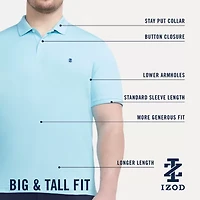 IZOD Advantage Performance Big and Tall Mens Classic Fit Short Sleeve Polo Shirt