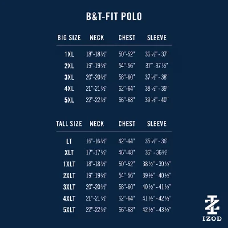 IZOD Advantage Performance Big and Tall Mens Classic Fit Short Sleeve Polo Shirt