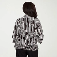 Alfred Dunner Business As Usual Womens 3/4 Sleeve Button-Down Shirt