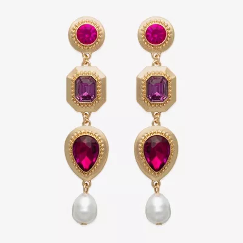 Bijoux Bar Gold Tone Womens Glass Drop Earrings