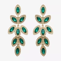 Bijoux Bar Gold Tone Womens Green Glass Drop Earrings