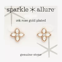 Sparkle Allure Pink Mother Of Pearl 18K Rose Gold Over Brass 30mm Flower Stud Earrings