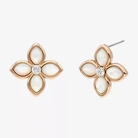Sparkle Allure Pink Mother Of Pearl 18K Rose Gold Over Brass 30mm Flower Stud Earrings