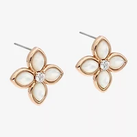 Sparkle Allure Pink Mother Of Pearl 18K Rose Gold Over Brass 30mm Flower Stud Earrings