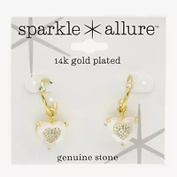 Sparkle Allure Womens White Mother Of Pearl 14K Gold Over Brass Heart Drop Earrings