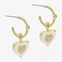 Sparkle Allure Womens White Mother Of Pearl 14K Gold Over Brass Heart Drop Earrings