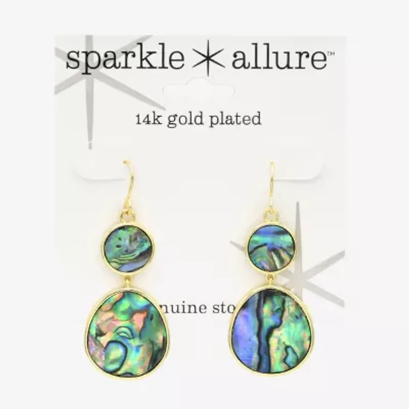 Sparkle Allure Womens Multi Color Abalone 14K Gold Over Brass Round Drop Earrings