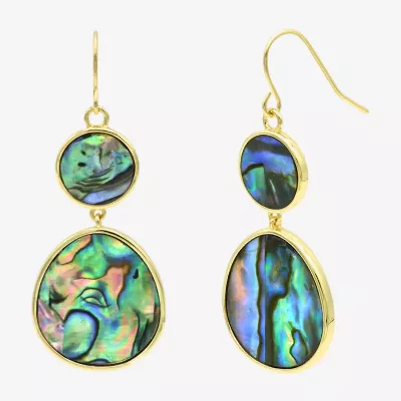 Sparkle Allure Womens Multi Color Abalone 14K Gold Over Brass Round Drop Earrings