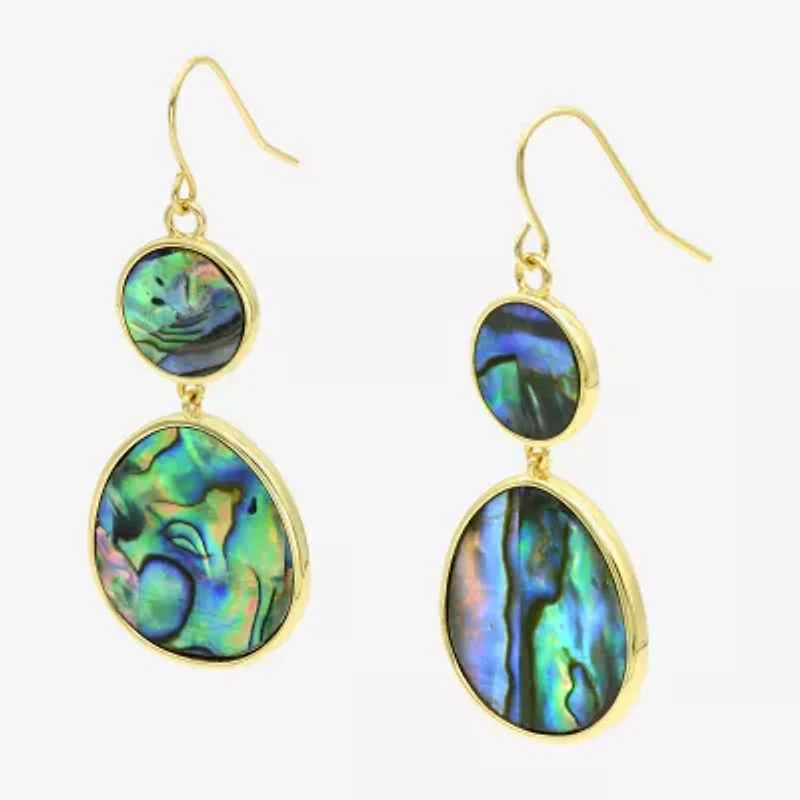 Sparkle Allure Womens Multi Color Abalone 14K Gold Over Brass Round Drop Earrings