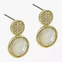 Sparkle Allure Womens White Mother Of Pearl 14K Gold Over Brass Round Drop Earrings