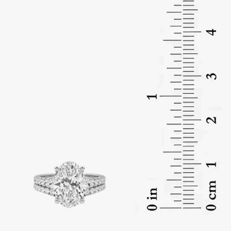 Grown Gorgeous (F, Vs2) Womens 3 5/8 Ct. T.W. Lab White Diamond 14K Gold or Platinum Oval Side Stone Bridal Set
