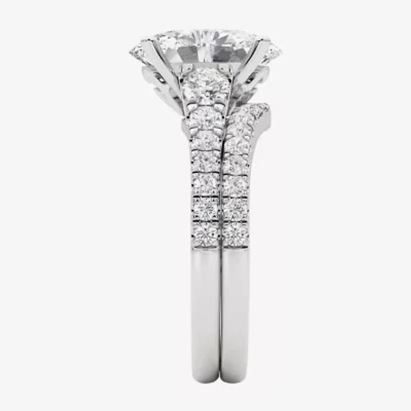 Grown Gorgeous (F, Vs2) Womens 3 5/8 Ct. T.W. Lab White Diamond 14K Gold or Platinum Oval Side Stone Bridal Set