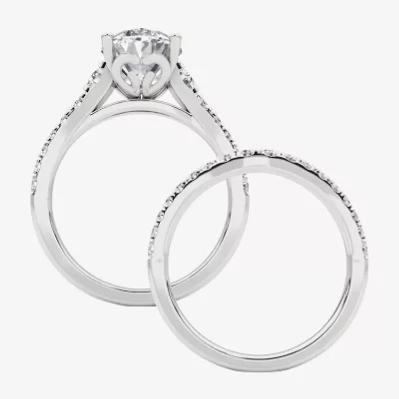Grown Gorgeous (F, Vs2) Womens 3 5/8 Ct. T.W. Lab White Diamond 14K Gold or Platinum Oval Side Stone Bridal Set