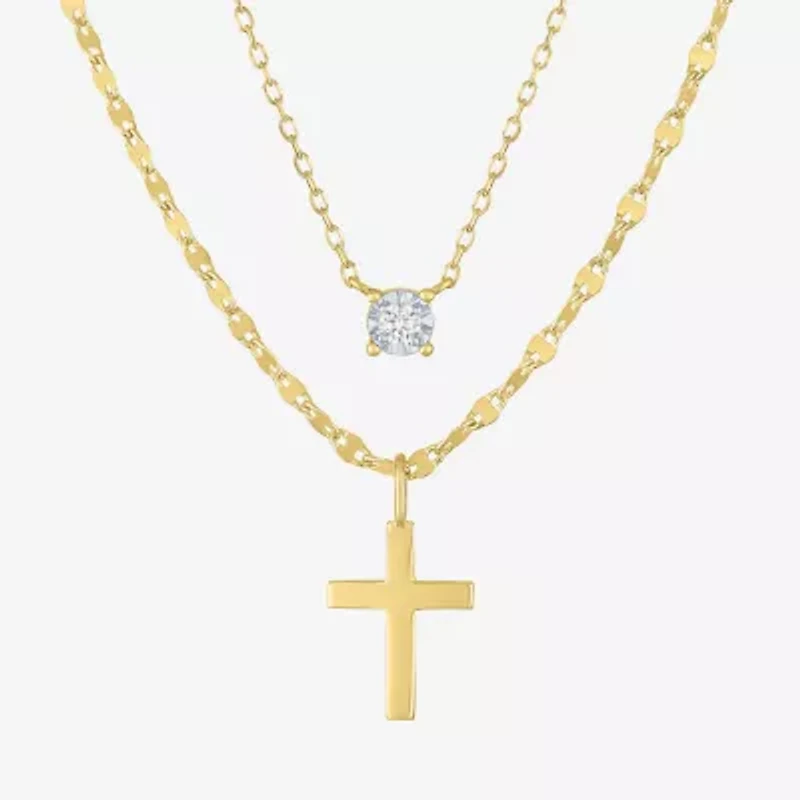 Yes, Please! Cross Womens Diamond Accent Lab Grown White Diamond Accent Cross 2-pc. Pendant Necklace Set
