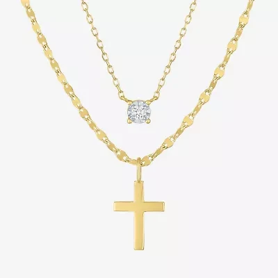 Yes, Please! Cross Womens Diamond Accent Lab Grown White Diamond Accent Cross 2-pc. Pendant Necklace Set