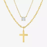 Yes, Please! Cross Womens Diamond Accent Lab Grown White Diamond Accent Cross 2-pc. Pendant Necklace Set