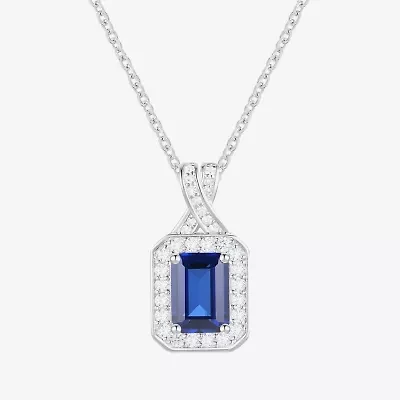 Yes Please! Womens Lab Created Blue Sapphire Sterling Silver 18 Inch Pendant Necklace