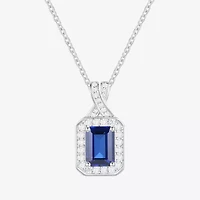Yes Please! Womens Lab Created Blue Sapphire Sterling Silver 18 Inch Pendant Necklace