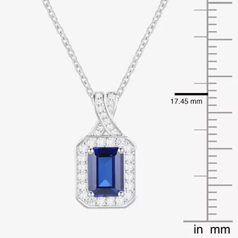 Yes Please! Womens Lab Created Blue Sapphire Sterling Silver 18 Inch Pendant Necklace
