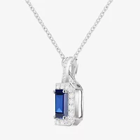 Yes Please! Womens Lab Created Blue Sapphire Sterling Silver 18 Inch Pendant Necklace