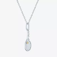 G-H Womens Diamond Accent Lab Grown White Diamond Accent Sterling Silver 16 Inch Pendant Necklace