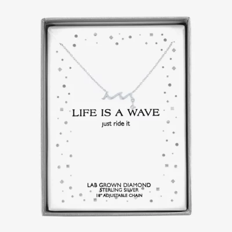 Diamond Accent (G-H Womens Diamond Accent Lab Grown White Diamond Accent Sterling Silver 16 Inch Pendant Necklace