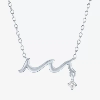 Diamond Accent (G-H Womens Diamond Accent Lab Grown White Diamond Accent Sterling Silver 16 Inch Pendant Necklace