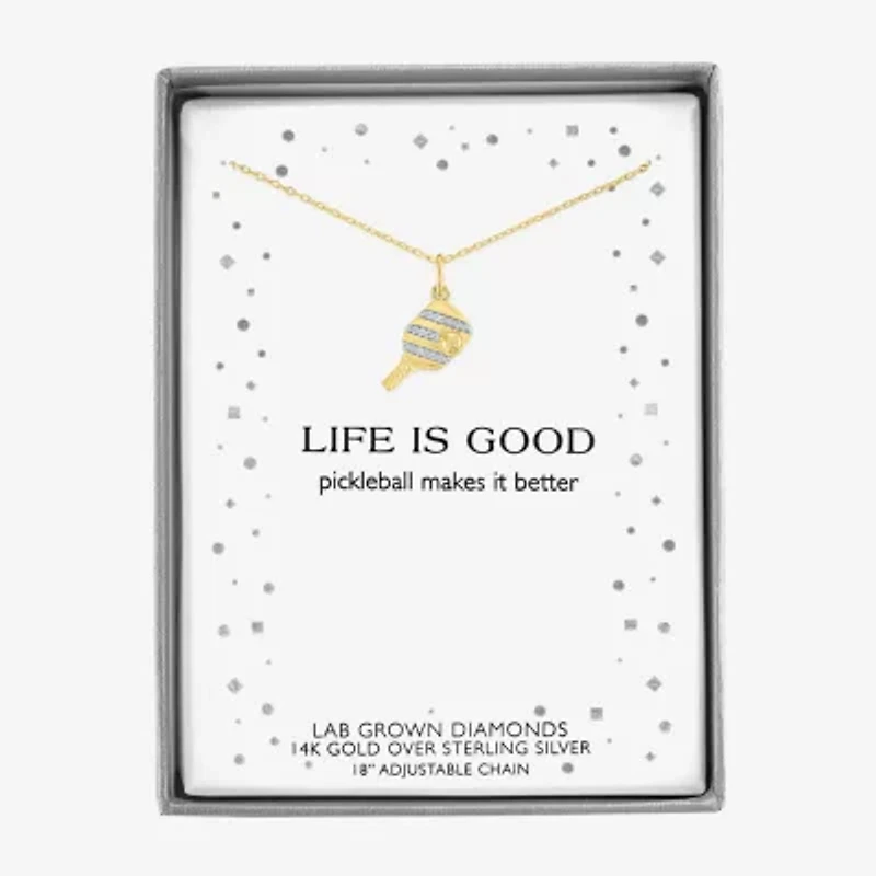 G-H Womens Diamond Accent Lab Grown White Diamond Accent 14K Gold Over Silver 16 Inch Pendant Necklace