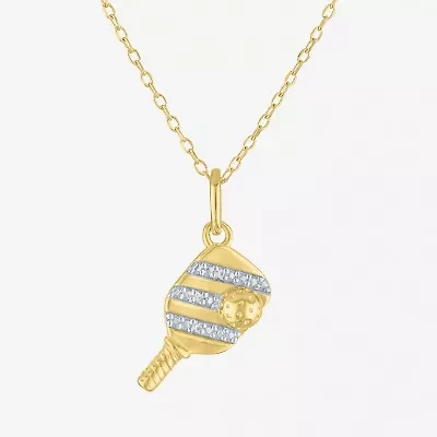 G-H Womens Diamond Accent Lab Grown White Diamond Accent 14K Gold Over Silver 16 Inch Pendant Necklace