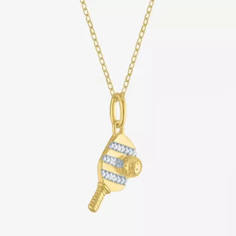 G-H Womens Diamond Accent Lab Grown White Diamond Accent 14K Gold Over Silver 16 Inch Pendant Necklace
