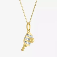 G-H Womens Diamond Accent Lab Grown White Diamond Accent 14K Gold Over Silver 16 Inch Pendant Necklace