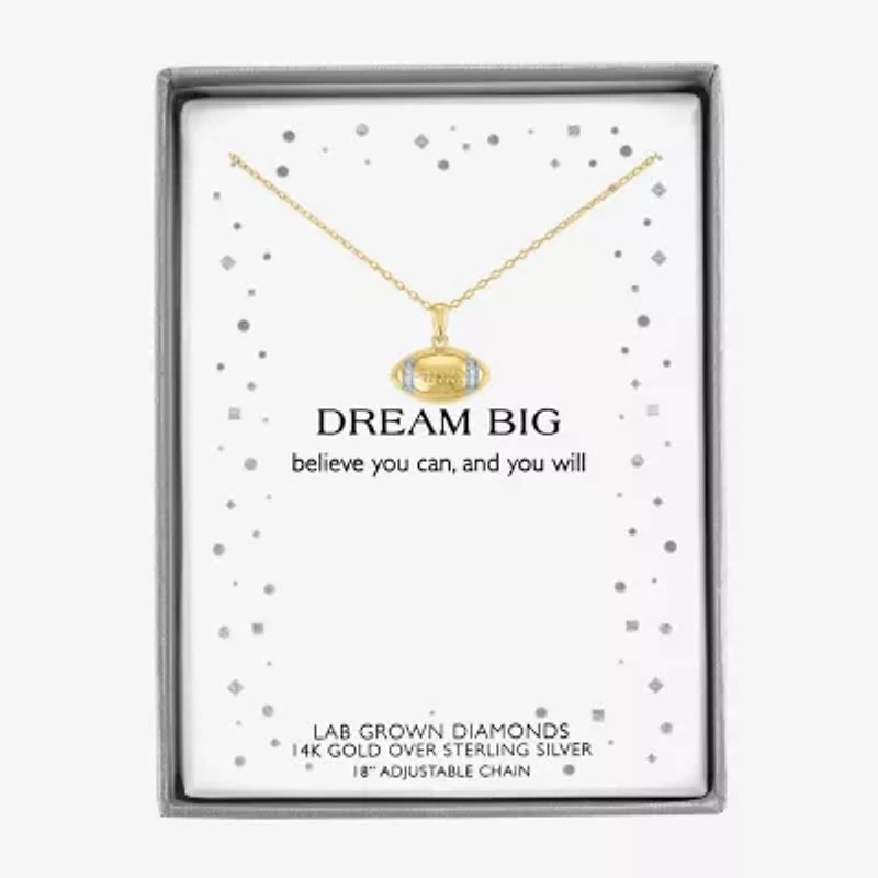 Diamond Accent (G-H Womens Diamond Accent Lab Grown White Diamond Accent 14K Gold Over Silver 16 Inch Pendant Necklace