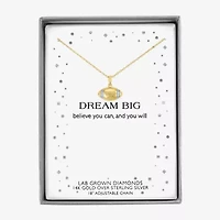 Diamond Accent (G-H Womens Diamond Accent Lab Grown White Diamond Accent 14K Gold Over Silver 16 Inch Pendant Necklace