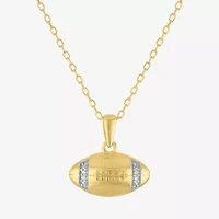 Diamond Accent (G-H Womens Diamond Accent Lab Grown White Diamond Accent 14K Gold Over Silver 16 Inch Pendant Necklace