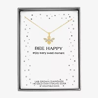 Diamond Accent (G-H Womens Diamond Accent Lab Grown White Diamond Accent 14K Gold Over Silver 16 Inch Pendant Necklace